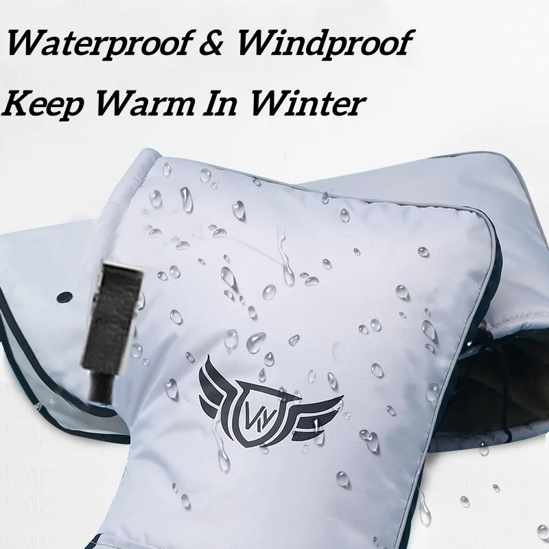 1 par de guantes de manillar a prueba de viento, guantes de invierno para mantener el calor al aire libre para motocicleta, vehículo, mango de bicicleta, guantes de cubierta protectora grande - imagen 3