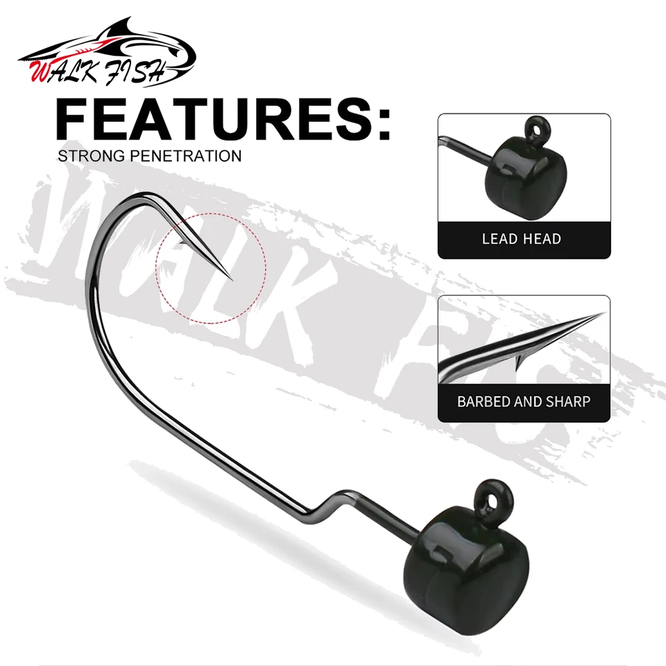 WALK FISH Jig Head con púas – para vinilo insecto marino - imagen 2