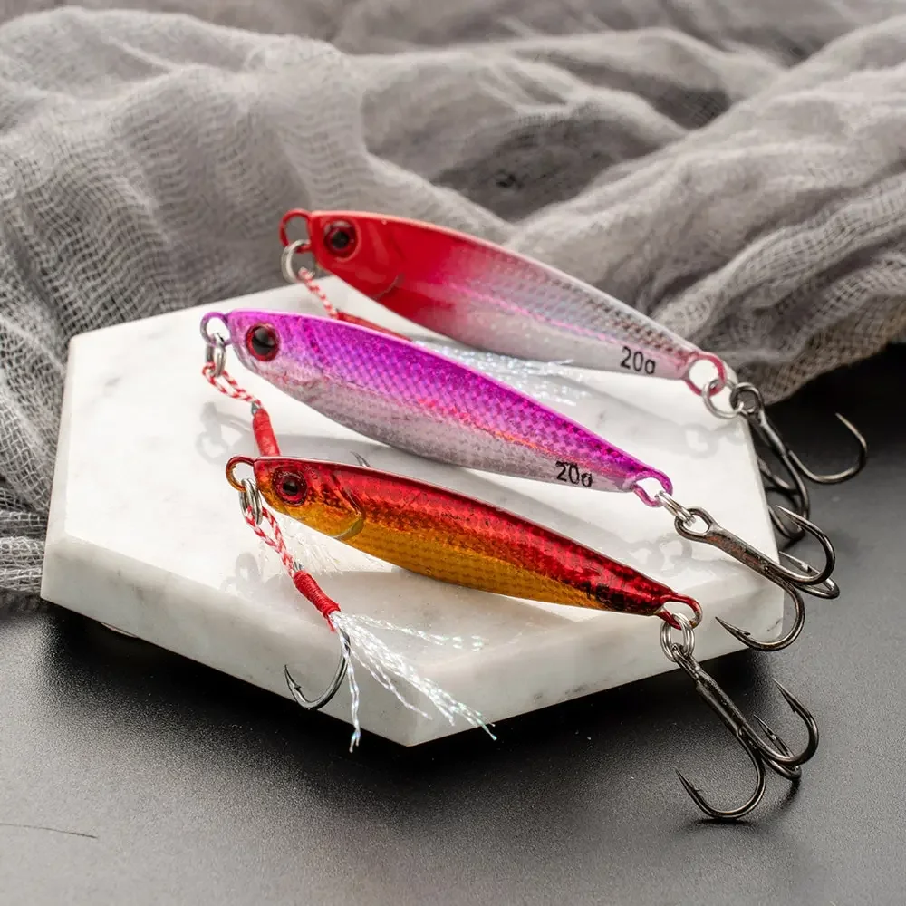 Plantilla de Metal, juego de 5 uds., señuelo de Pesca de 10G, 15G, 20G, cuchara, orilla de barco de mar, fundición larga, Jigging lento, Señuelos de Pesca de mar, trucha - imagen 2