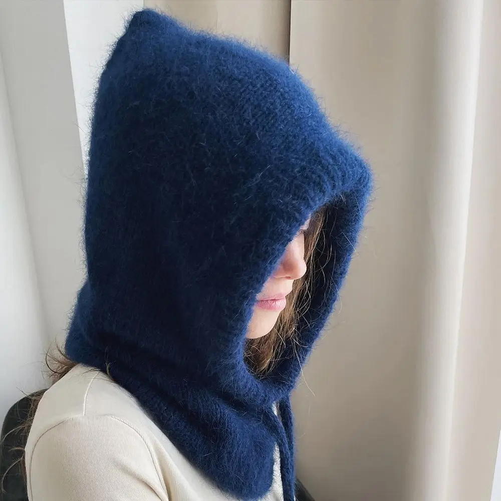 Gorro de punto de Color sólido para niña, gorro de felpa grueso, protección para los oídos, cálido, invierno - imagen 5