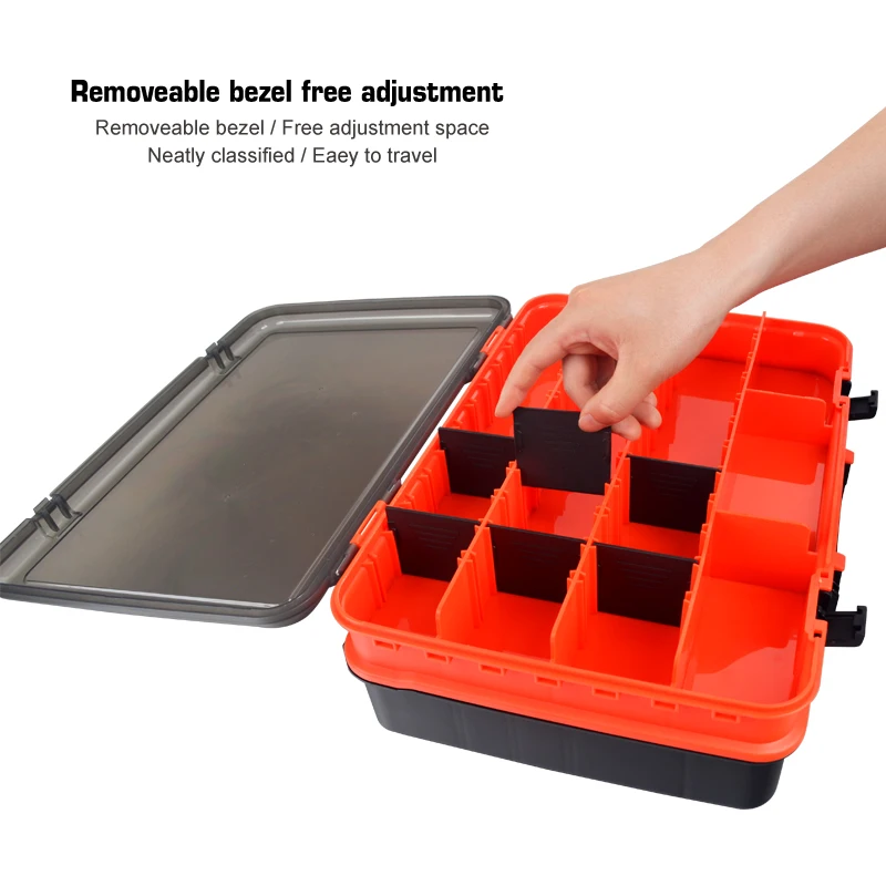 Caja de aparejos de pesca de doble capa, organizador de almacenamiento de plástico para señuelos, estuche de herramientas de gancho, caja de accesorios marinos - imagen 4