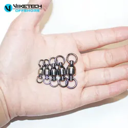 50 anillos solados sólidos giratorios, conectores de alta resistencia de níquel negro, hebilla de anillo giratorio de equipo de pesca terminal de alta resistencia