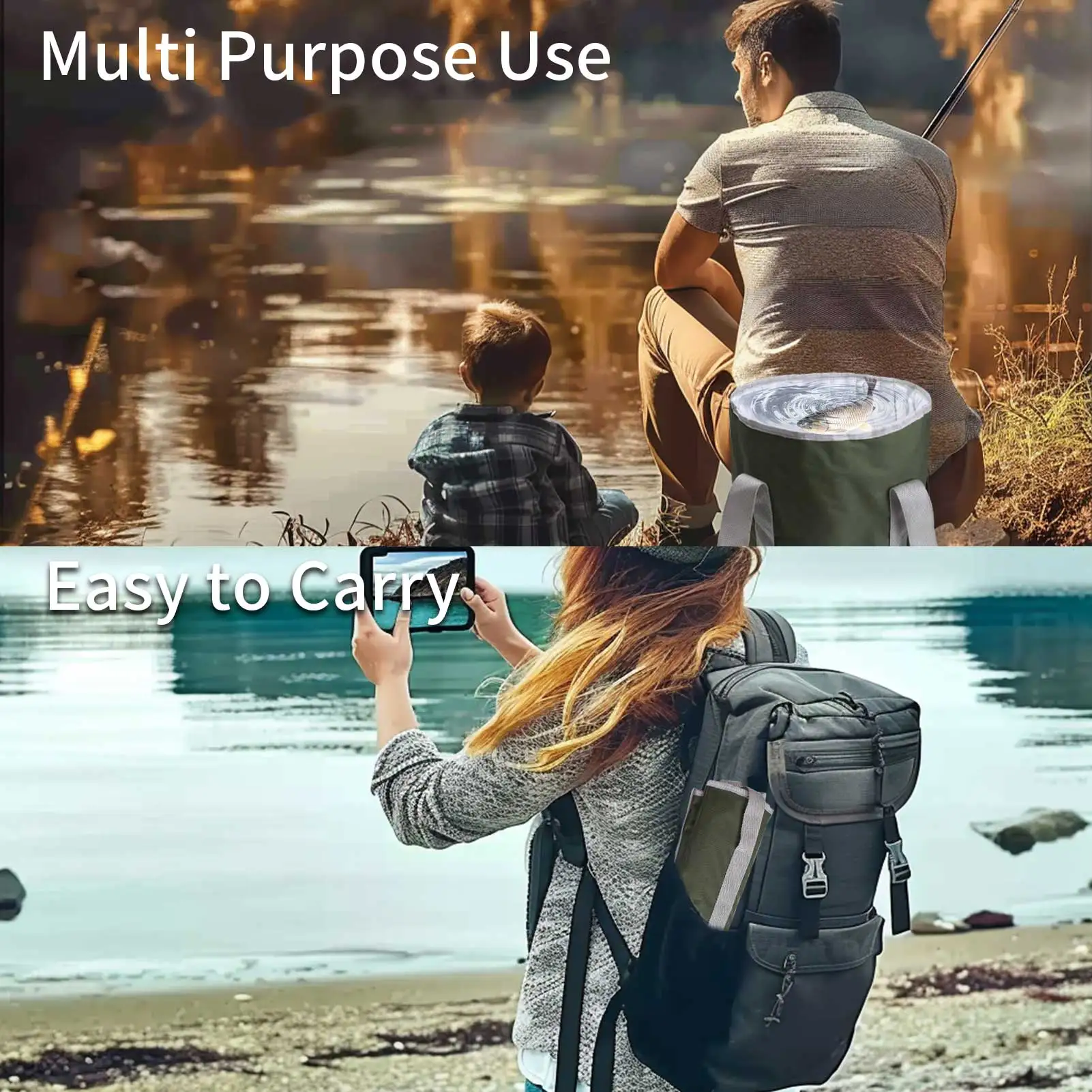 Cubo plegable de 29CM, lavabo portátil multifuncional, contenedor de agua, aparejos de pesca, cubo para acampar y hacer senderismo - imagen 5