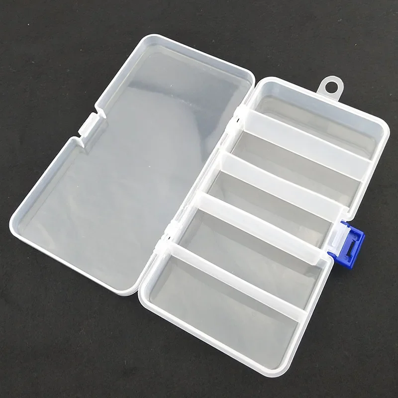 Caja de plástico para aparejos de pesca, 5 compartimentos, caja de almacenamiento, aparejos portátiles, organizador multifuncional, cajas de pesca