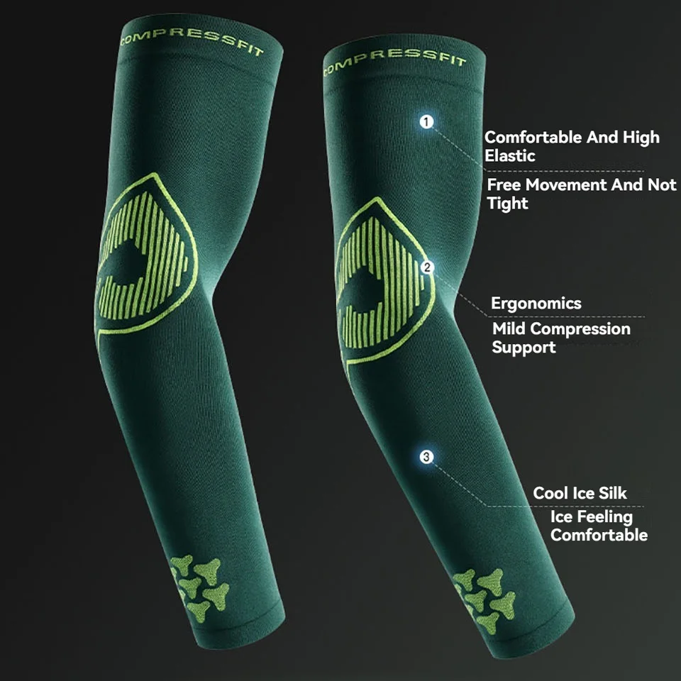 WALK FISH-Manga deportiva de pesca de seda para hombre y mujer, protector solar para ciclismo, soporte para brazo, transpirable, sensación fresca - imagen 4