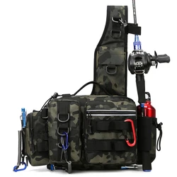 Mochila de pesca portacañas con compartimentos organizadores