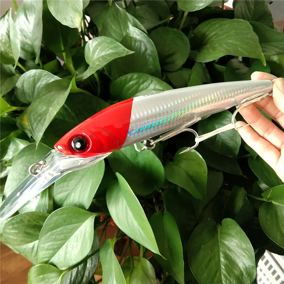 Señuelos de pececillo de curricán grande, 2 uds., 98g, Jerkbait que se hunde, cebo duro Artificial, Wobbler, buceo profundo, agua de mar, Swimbait, suministros de pesca - imagen 4