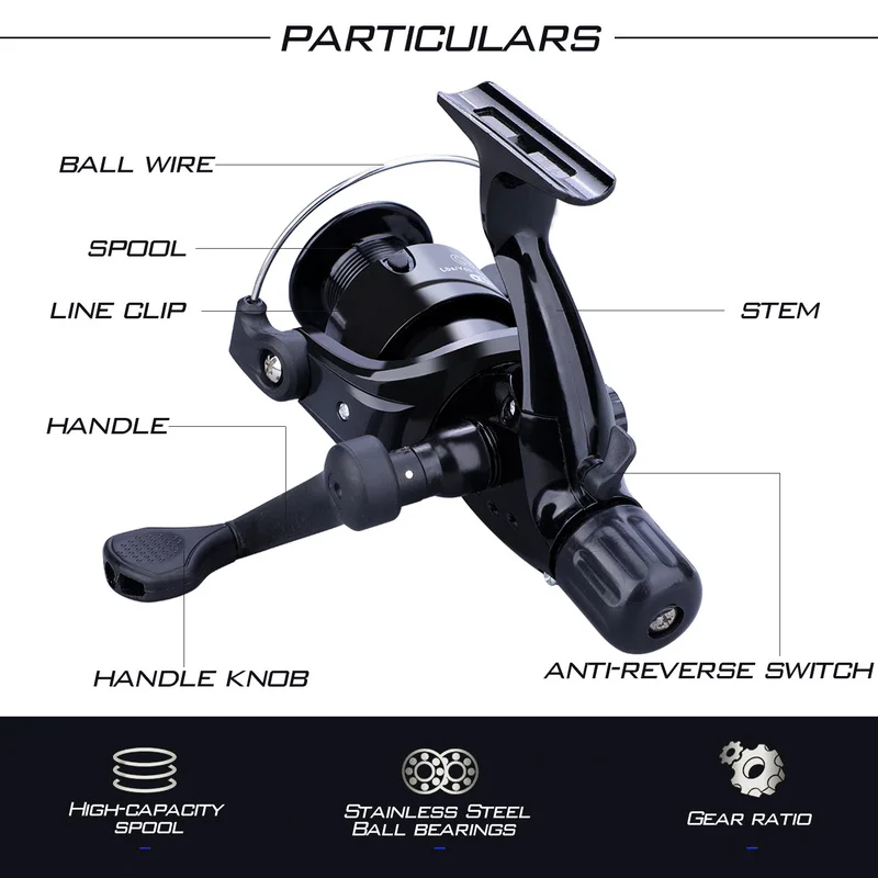 Sougayilang-carrete de pesca giratorio, aparejos de pesca de agua dulce, rueda de pesca, Post-Carga, negro/blanco, 5,1: 1 - imagen 4