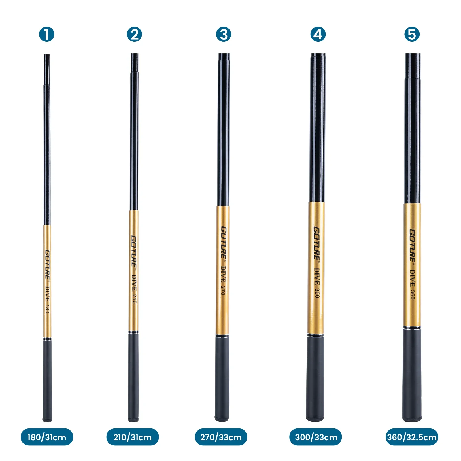 Goture-caña de pescar telescópica para buceo, alimentador de fibra de carbono, potencia 2:8, para pesca en Lago y río, Mini 1,8 m, 2,1 m, 2,7 m, 3,0 m - imagen 4