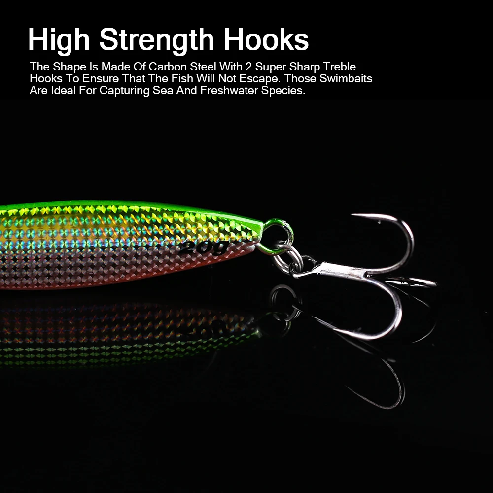 Hanlin Señuelos de Pesca de plantilla de Metal, 7G/10G/15G/20G, orilla Cast Jigging, cebos de vibración coloridos, trucha, agua salada, aparejos de Lucio - imagen 5