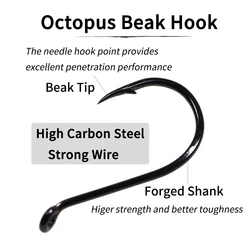 Anzuelos Offset Ellllv Negro Acero al Carbono para Pesca en Mar 3/0-8/0