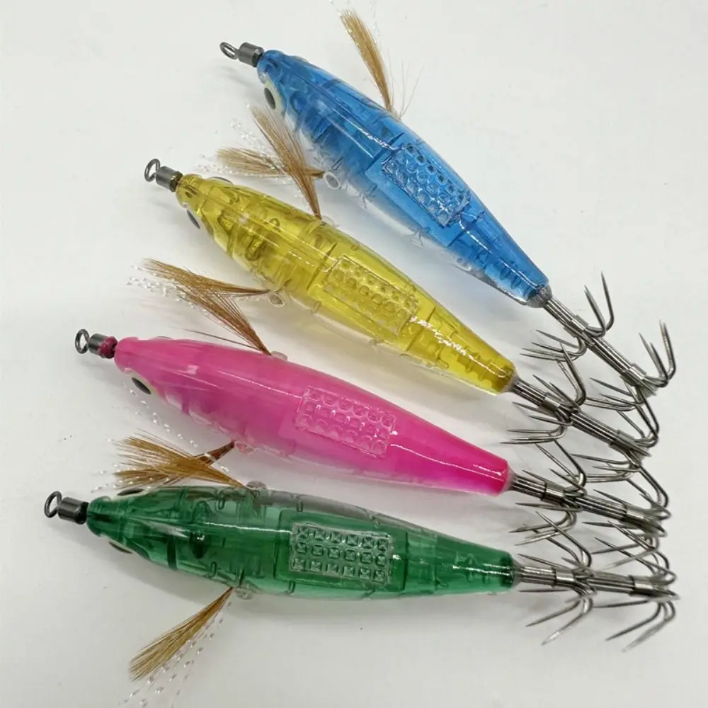 Señuelo de pesca Artificial, anzuelo de calamar noctilucente, sepia, Spinnerbait, camarones de madera para pesca en el mar, 75mm/6g - imagen 2