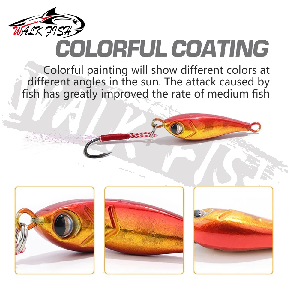 WALK FISH nuevo plantilla de Metal 3D 3,5g 7,5g 10g 15g pez biomimético de mar placa de hierro cebo Wobbler Artificial océano barco señuelo de pesca - imagen 3