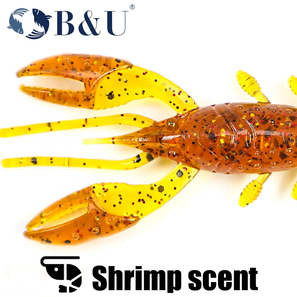 B & U 60mm Craw flotante pesca señuelo suave Jig Wobblers Swimbait cebos de silicona camarones lubina perca señuelo Artificial Craws cebo - imagen 5