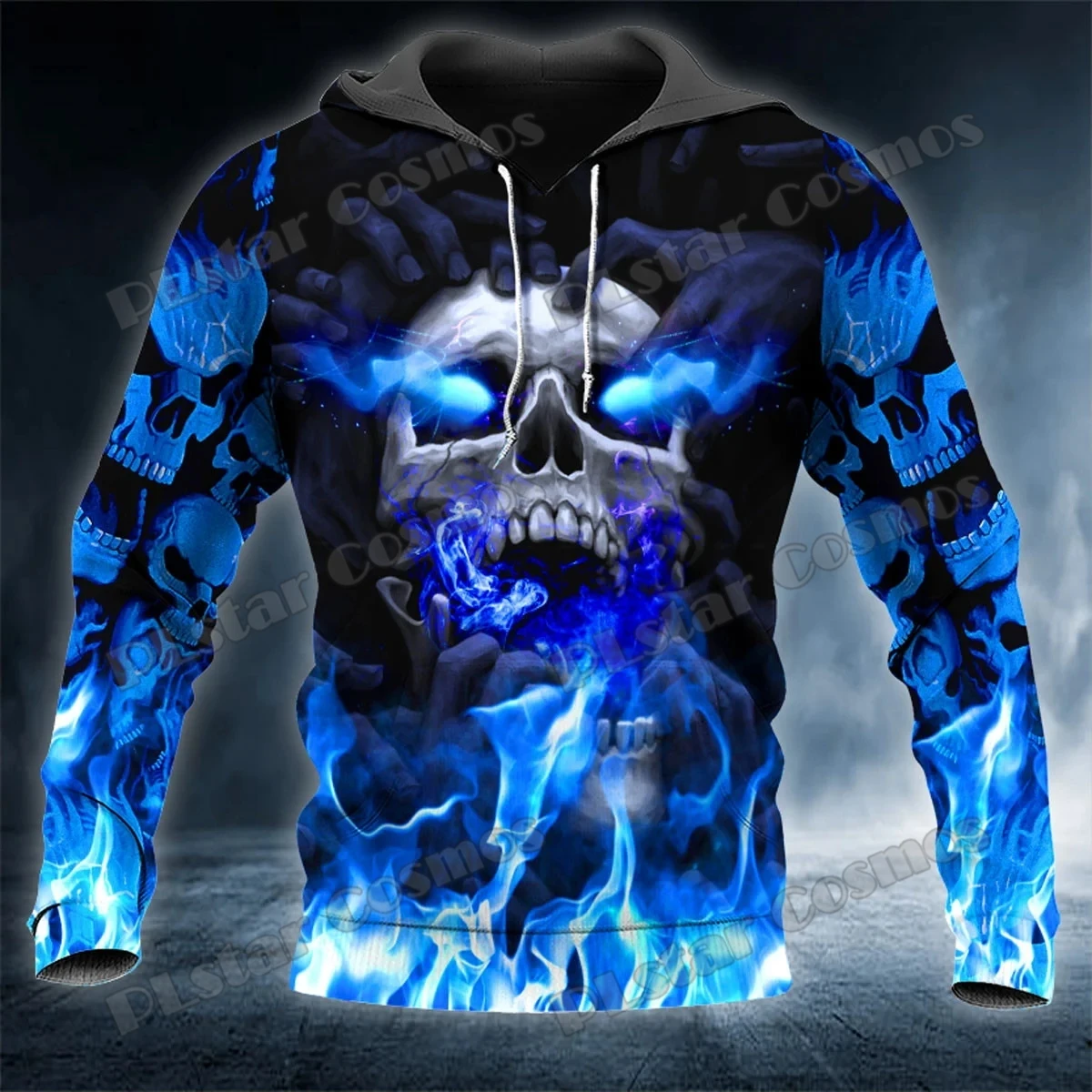 Sudaderas con capucha góticas con estampado 3D de calavera y costillas de muerte para hombre, suéter informal Unisex con capucha QDY72 - imagen 3