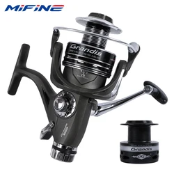Carrete de Pesca Giratorio MIFINE GRANDIS, 5.1:1 6+1BB, Sistema de Doble Freno, Fuerza de Frenado, Sistema de Arrastre Potente, Accesorios de Pesca de Carpa