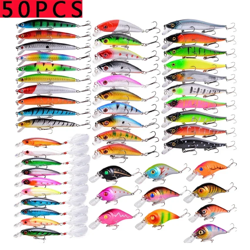 20 piezas/30 unidades/50 unidades de juego de Señuelos de Pesca Minnow Crankbait Wobblers ojos 3D perca cebo Artificial Lucio carpa cebo de natación Pesca - imagen 5