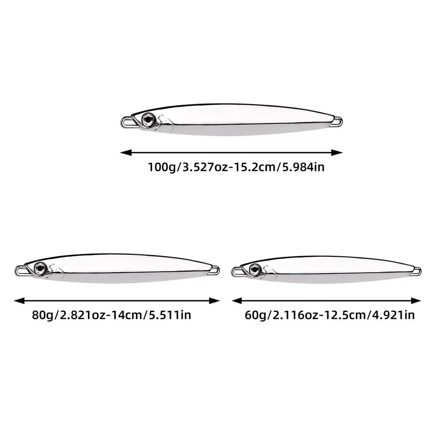 Señuelos de Pesca biónicos, Jigbait de Metal Artificial que se hunde sin gancho, aparejos de Pesca para Pesca fundida en orilla, 60g, 80g, 100g, 1 ud. - imagen 4