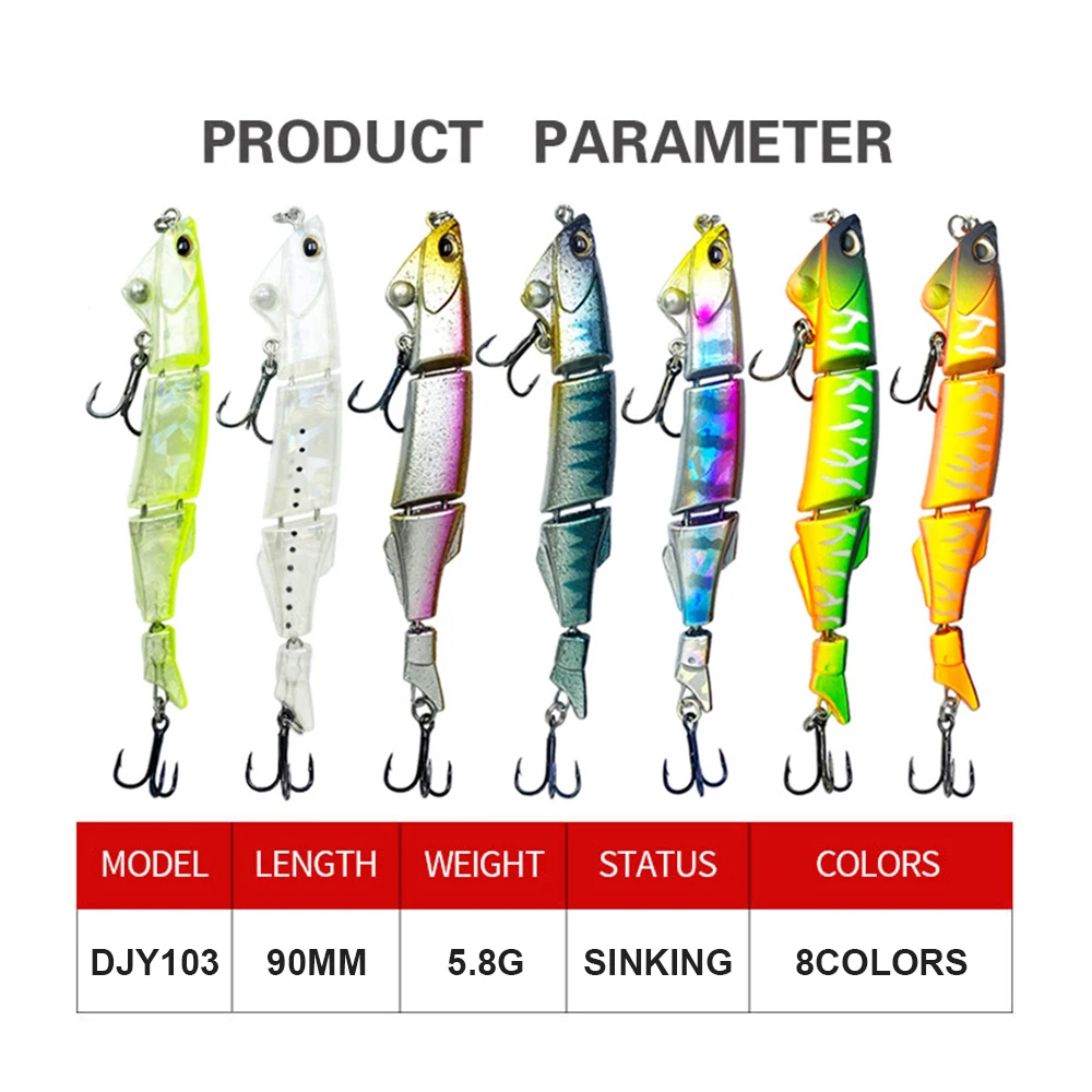 Señuelos de pesca de 9cm y 5,8g, Swimbait que se hunden, Wobbler, cebo articulado de fundición larga, cebo duro Artificial, Jerkbait, accesorios de pesca DJY103 - imagen 3