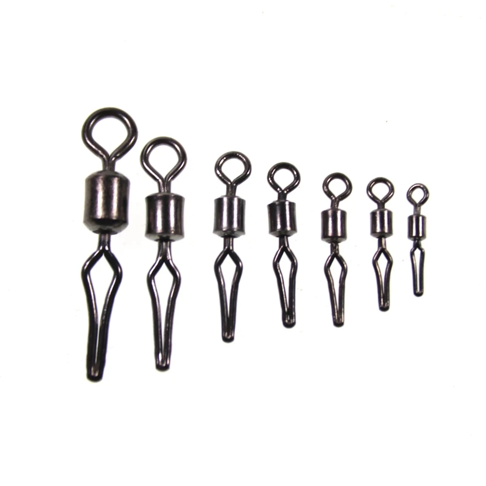 Bimoo 500/1000 piezas 360 ° Giratorio con Clip de línea lateral, conector de anzuelo de pesca giratorio, accesorios de pesca de agua salada, tamaño 2 -12 - imagen 3