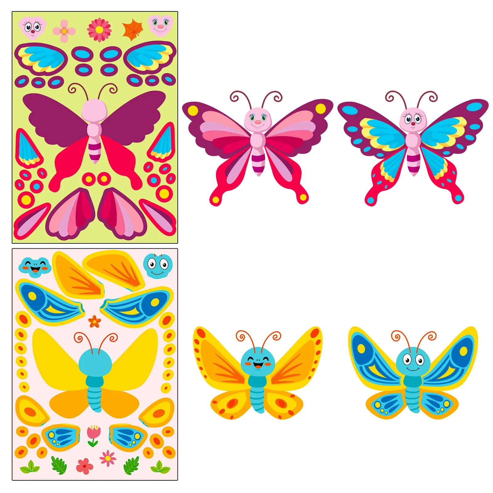 Pegatinas rompecabezas DIY para niños – Mariposas y caras divertidas - imagen 2
