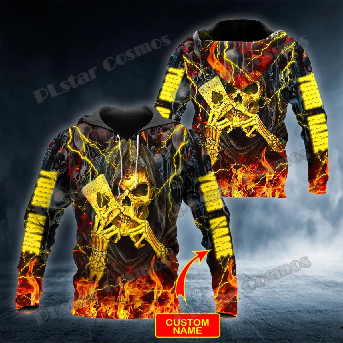 Muerte orando Grim Reaper cráneo nombre personalizado 3D impreso hombres moda sudaderas con capucha otoño Unisex Casual Sudadera con capucha QDY73 - imagen 4
