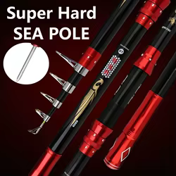 Caña de pescar giratoria ultraligera de fibra de carbono, caña de pescar telescópica de acción media de 2,1-3,6 m, adecuada para agua dulce/salada