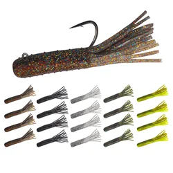 Aventik 20 piezas cebos de tubo gusano suave señuelo de pesca de lubina 8,9 cm para cabezales de plantilla de tubo gancho cebo Artificial de agua dulce y salada