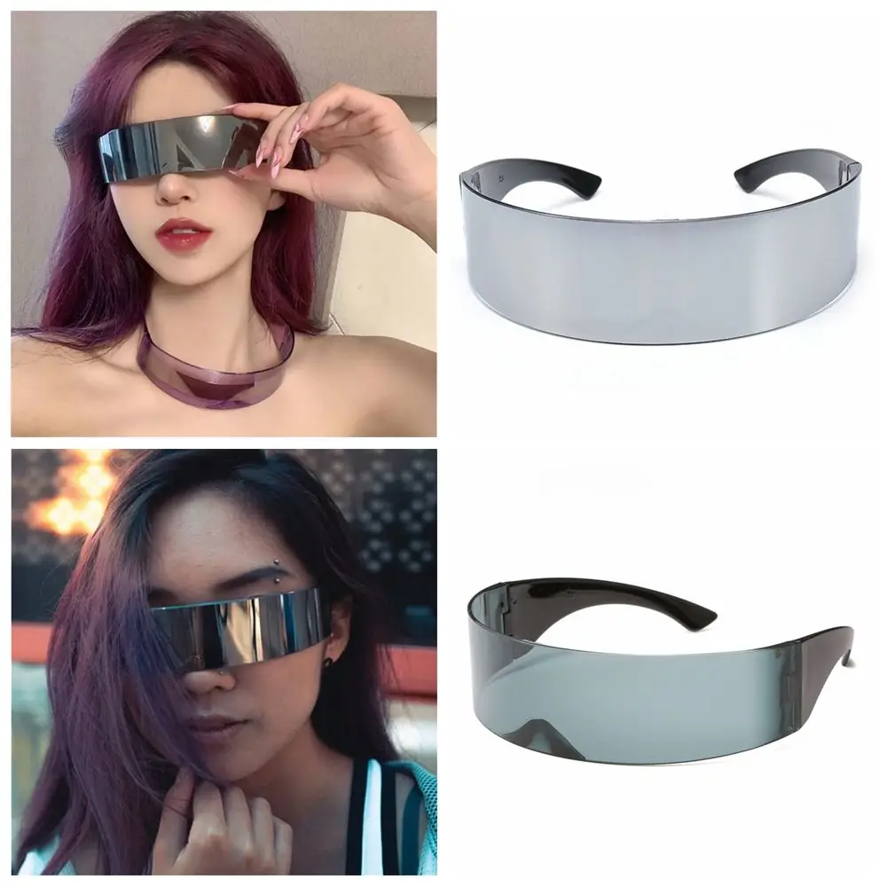 Gafas góticas de fiesta para hombre y mujer, gafas de sol Retro Punk Future Warrior, gafas de sol sin montura, protección UV - imagen 3