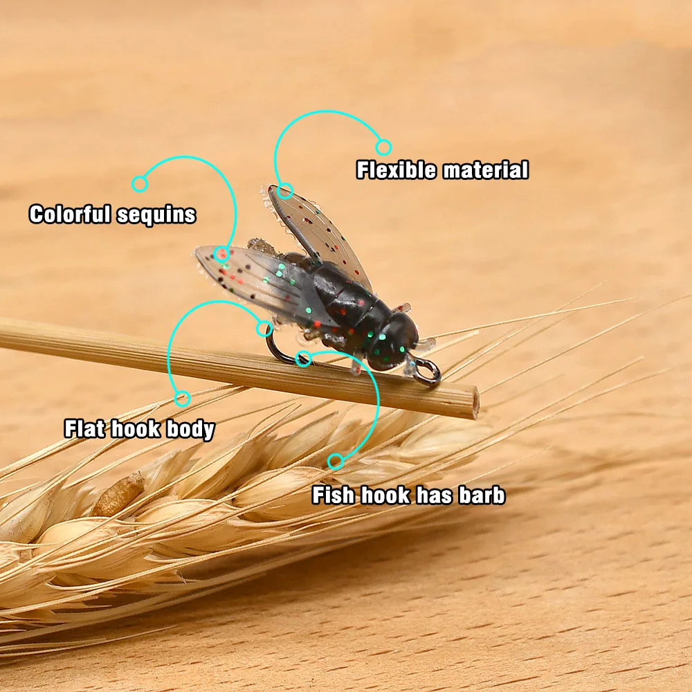 MNFT-Mini cebo biónico para pesca con mosca, anzuelo suave con anzuelo afilado, equipo de pesca atractivo para salmón, trucha, lubina, Etc. - imagen 3