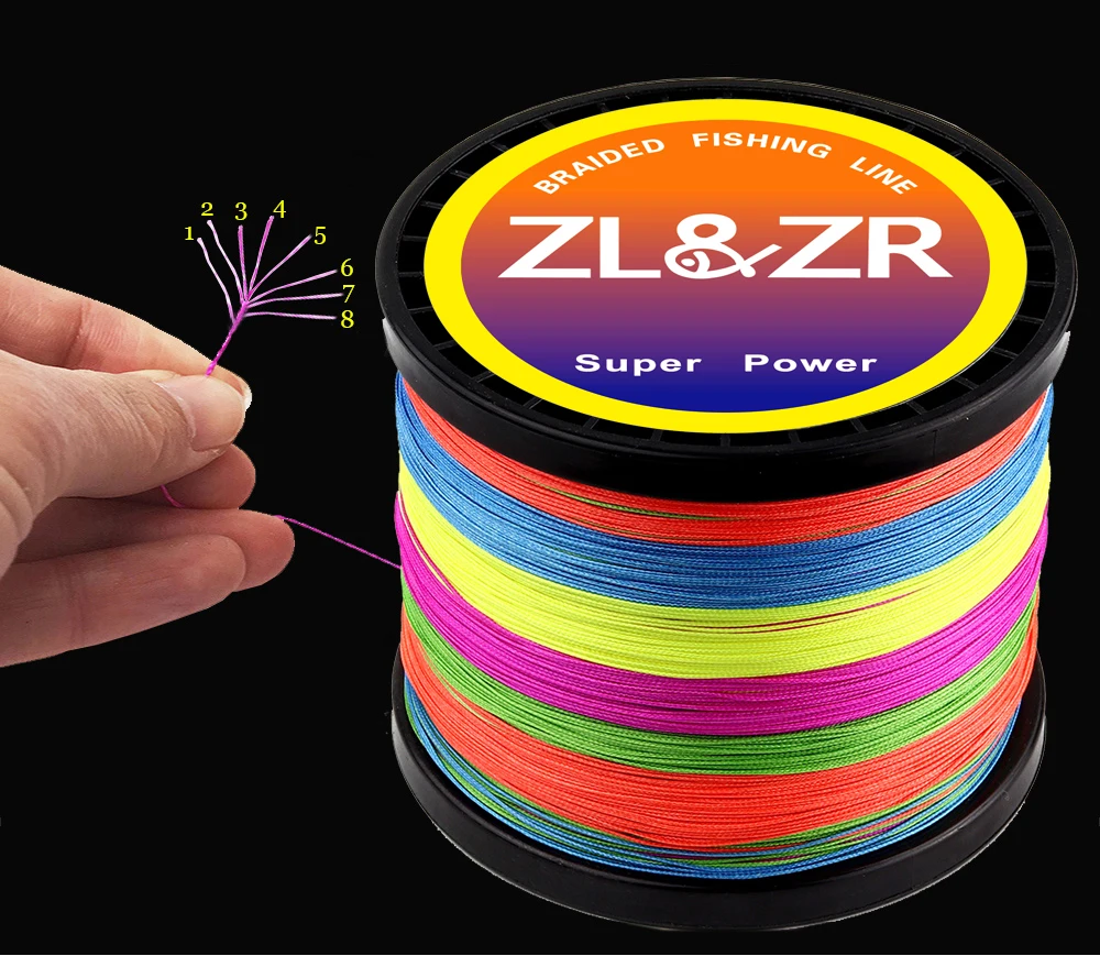 ZL & ZR-sedal de pesca de PE trenzado, 8 hebras, 100m, 18LB, 22LB, 31LB, 39LB, 43LB, 52LB, 61LB, 78LB, aparejos de 8 tejidos lisos de fundición larga - imagen 3