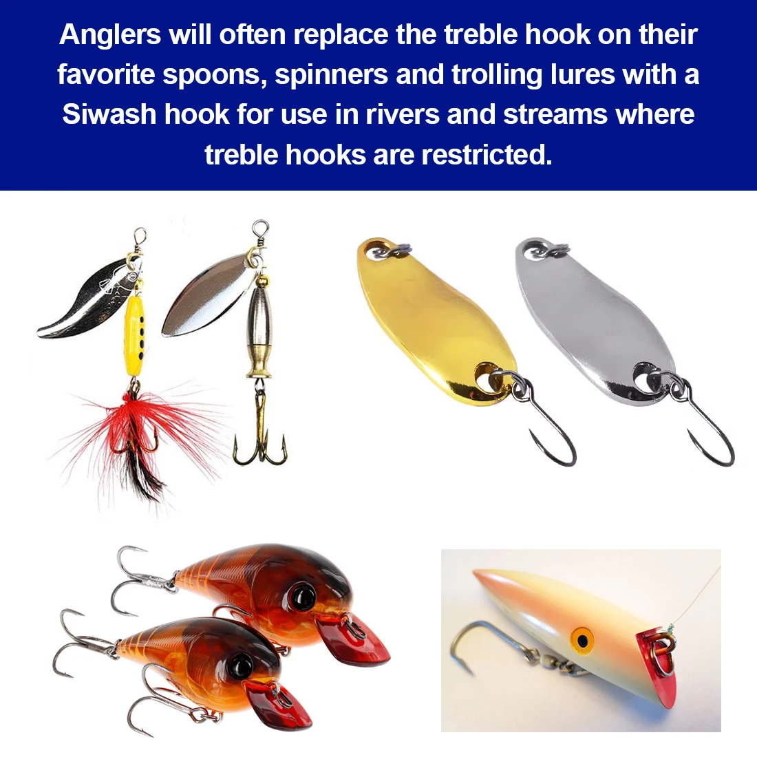 FishTrip 50 Uds. Gancho de pesca individual, anzuelo de repuesto ligero para cebos giratorios, cucharas de curricán y señuelos duros - imagen 4
