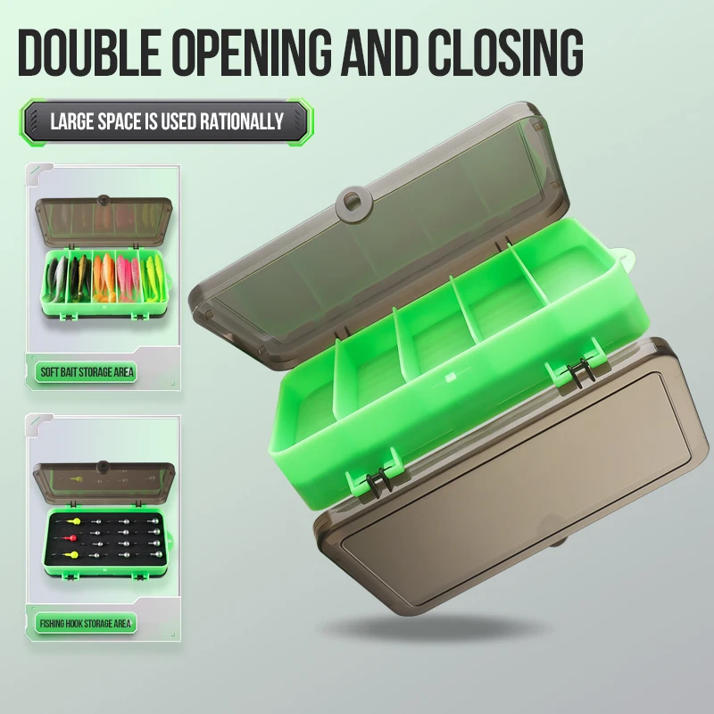 Juego de cebo blando biomimético, cebo negro de lubina, anzuelo de pescado, caja multifuncional, herramienta portátil de pesca al aire libre, 63 piezas - imagen 4