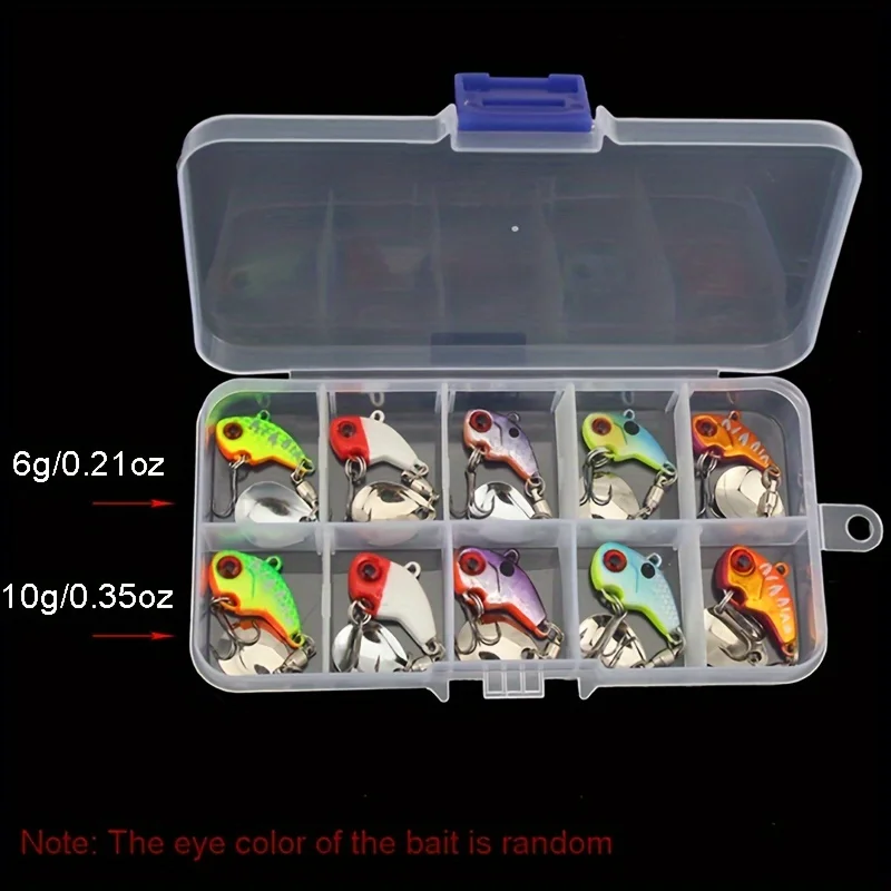 10 unids/caja 0,21 Oz/0,35oz Kit de Señuelos de Pesca Metal VIB cebo Artificial hundimiento Spinner cuchara Señuelos de Pesca plantillas aparejos de pesca - imagen 4