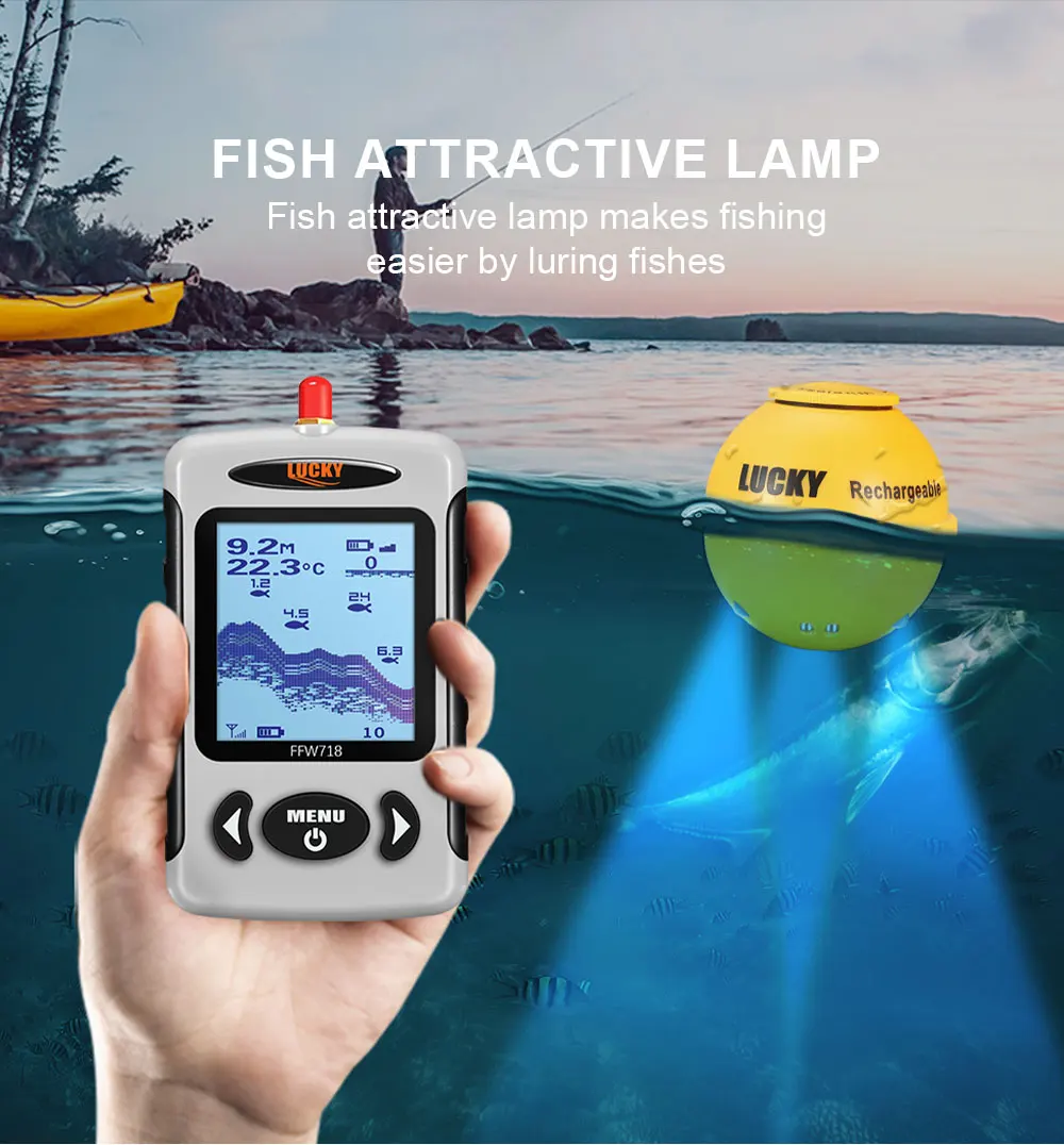 Sensor del buscador con luz para atraer peces durante la pesca nocturna