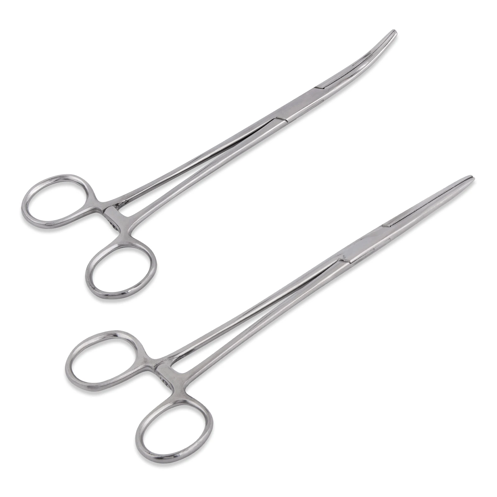 Fórceps de pesca en acero inoxidable rectos y curvos con cordón retráctil