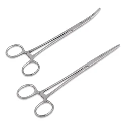 Fórceps de pesca en acero inoxidable rectos y curvos con cordón retráctil