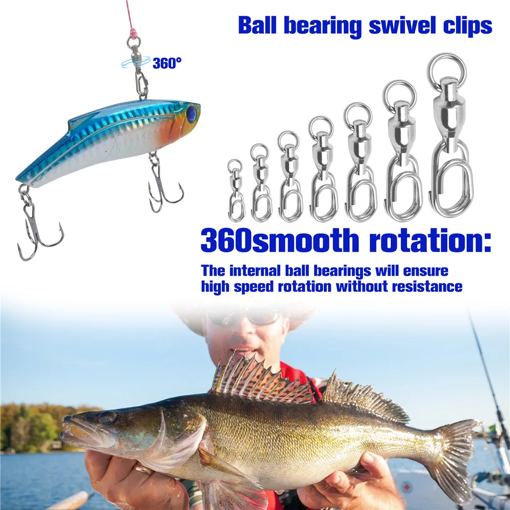 20 piezas giratorios de pesca, rodamiento de bolas giratorio, anillo dividido de acero inoxidable, Clip giratorio, cebo de Jigging, aparejos de conector de pesca - imagen 4