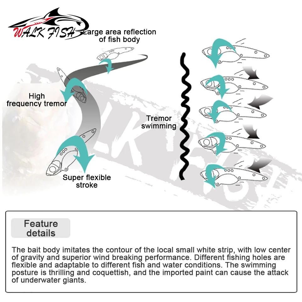 WALK FISH-señuelo de pesca de Metal VIB, 3,5g, 5g, 7g, 10g, 13g, cuchara de vibración, cebos duros Crankbait Wobbler Swimbait Cicada VIB - imagen 3