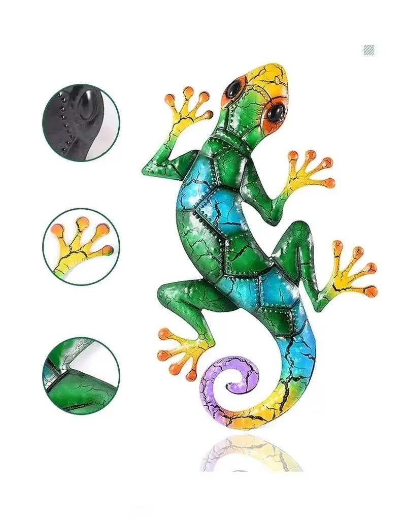 Figura Gecko metálico decorativa para jardín y patio, escultura - imagen 4