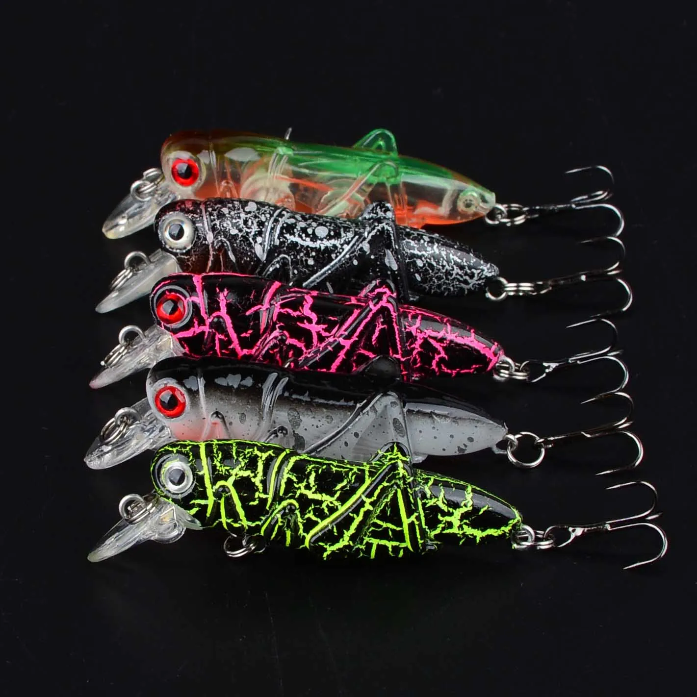 Señuelos de pesca de insectos saltamontes, cebo duro Wobbler, cebo Artificial realista, Swimbait de lubina, 5 uds. - imagen 2