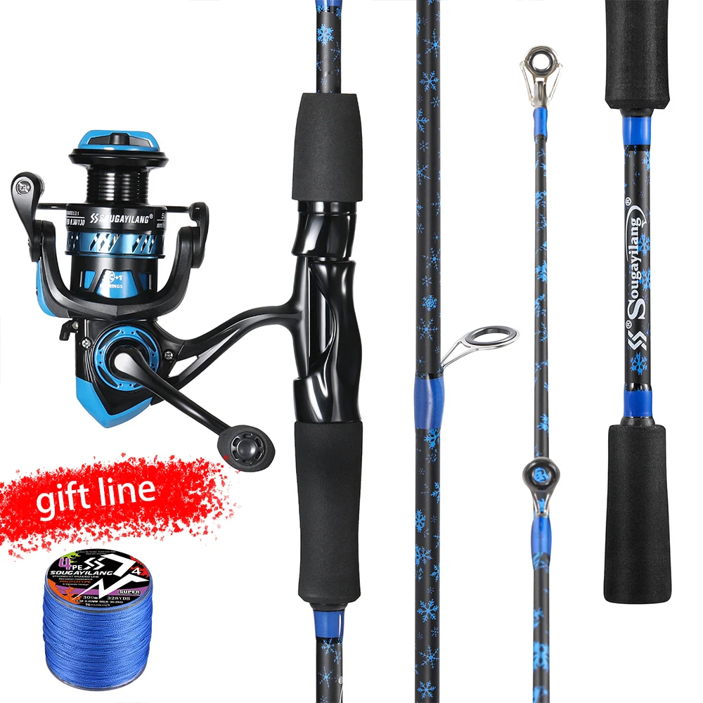 Sougayilang Combo Caña 1.8m + Carrete 5.2:1 para Lubina Agua Dulce