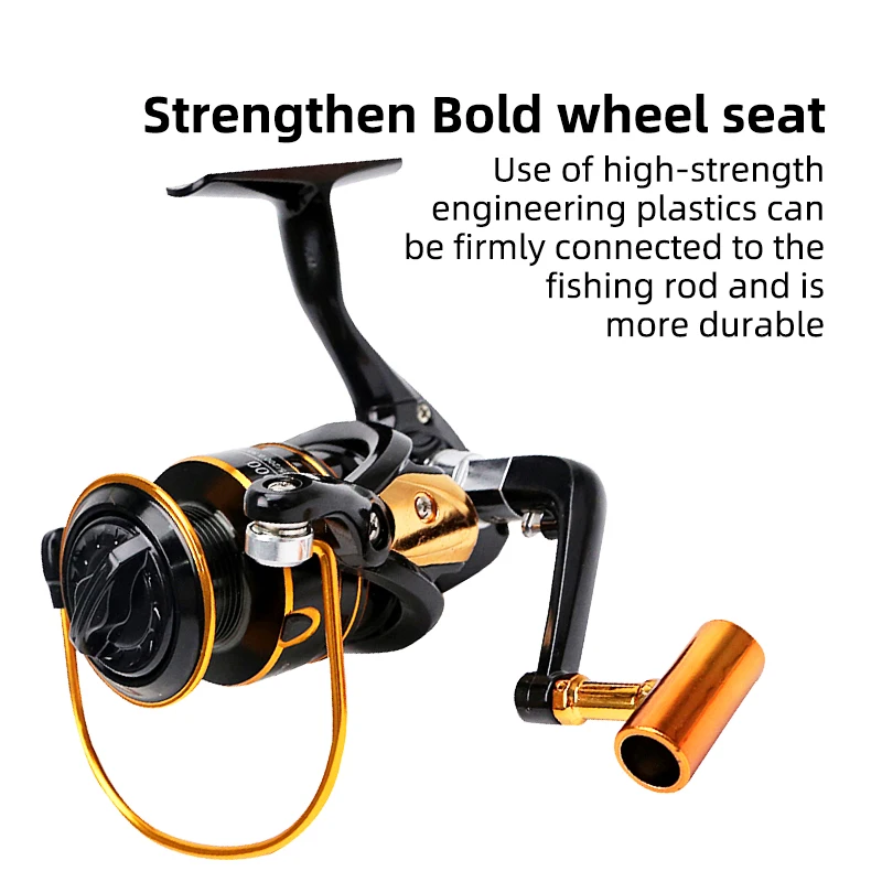 Carrete de pesca serie 500-7000, rueda de gota de agua, accesorios de pesca 5,2: 1, mango de cebo para lubina y carpa, Material de fibra de vidrio - imagen 5
