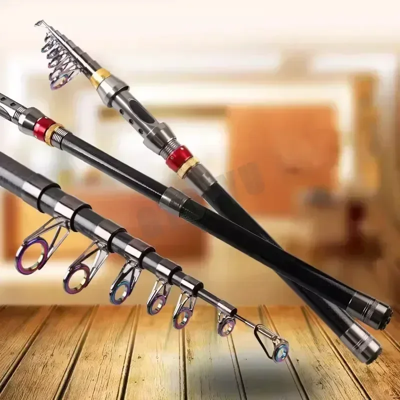 Caña de pescar telescópica, accesorio portátil de carbono, pequeño, bolígrafo giratorio, 1,8 M-3,6 M - imagen 5