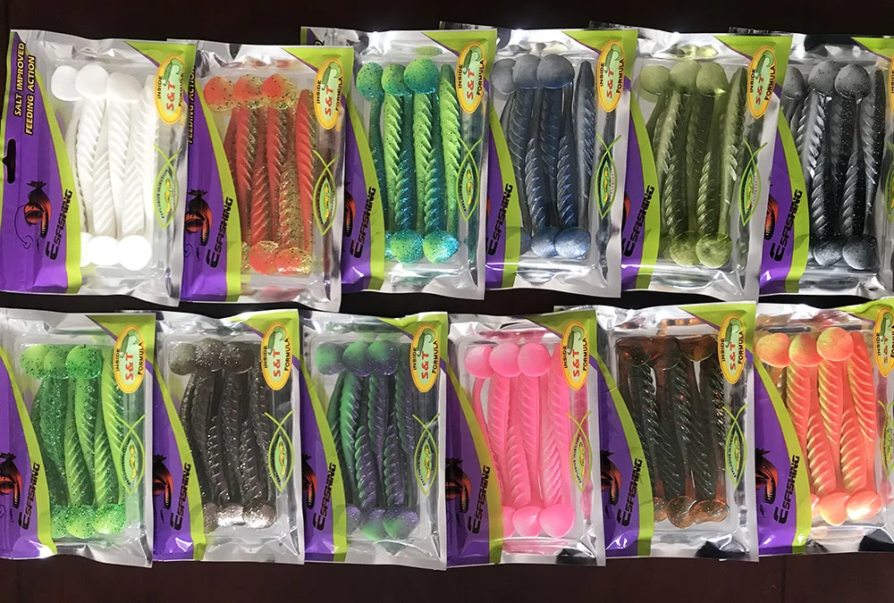 KESFISHING Pesca señuelo de Pesca ondulación Shad 4 pulgadas 4,7g 5 pulgadas 9g Isca cebo de silicona Artificial olor a camarón agregar sal - imagen 5