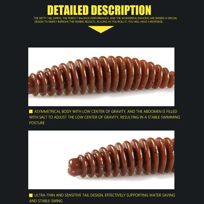 10pcs Floating Worm Bait Soft Tanta 35/49/65mm Fishing Lures Pesca Carp Fishing Bass Lure Lsca Artificial Bait Accessories - imagen 5