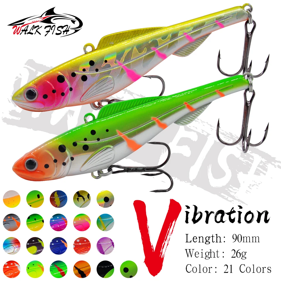 WALK FISH nuevo 1 Uds hundimiento invierno hielo VIB 9cm/26g señuelo de pesca Isca Artificial Rattlin vibración cebo duro anzuelo triple Crankbait - imagen 2