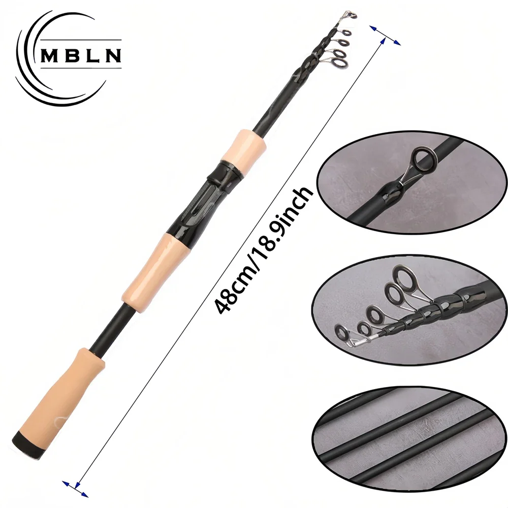 Marca MBLN, juego combinado de carrete de caña de pescar, caña de pescar telescópica de viaje, con carrete de pesca giratorio, sedal de pesca de nailon, juego de cebo con señuelo - imagen 4