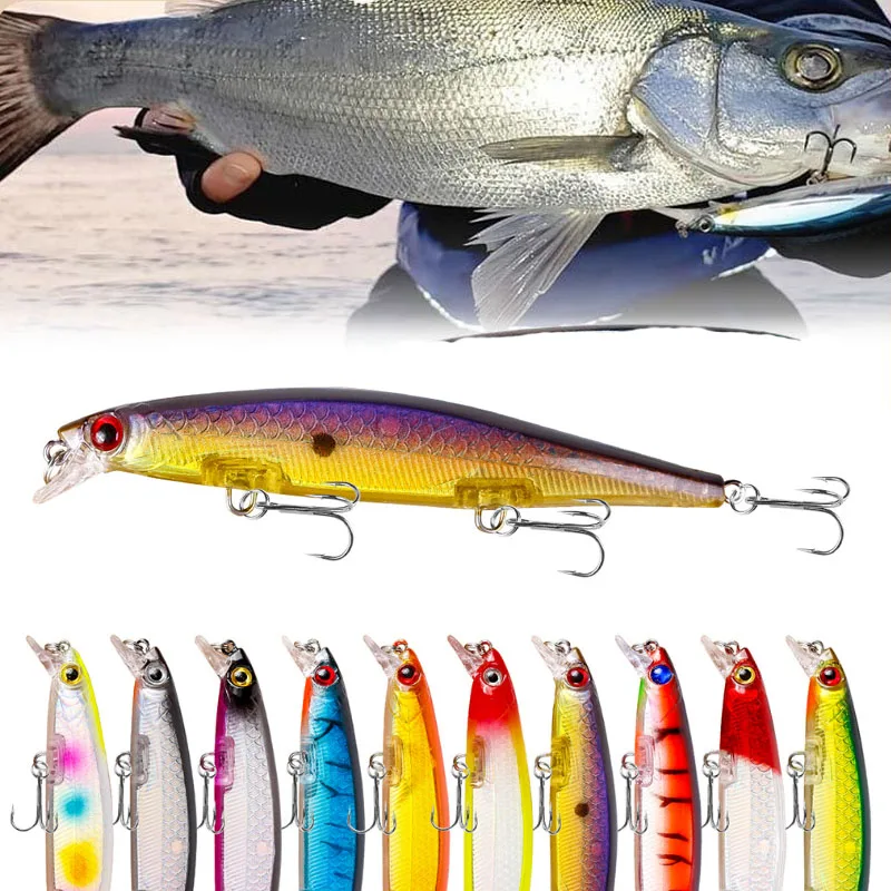 Señuelos de pesca Proleurre, Wobblers de pececillo que se hunden, cebos artificiales de plástico con gancho para lubina, Lucio, carpa, aparejos de natación, 11cm, 13,8g - imagen 4