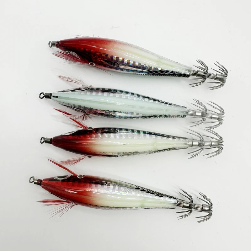 Señuelo luminoso flotante Horizontal de madera, anzuelo de calamar, Jigging, camarón, pulpo, sepia, cebos de pesca de mar - imagen 2